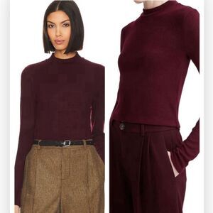 VINCE Women's Cozy Mock Neck Cherry Wine V971584340 Large $225